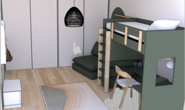 Création et design complet des chambres pour deux enfants.