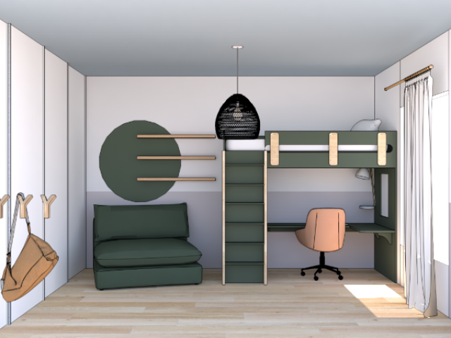 Création et design complet des chambres pour deux enfants.