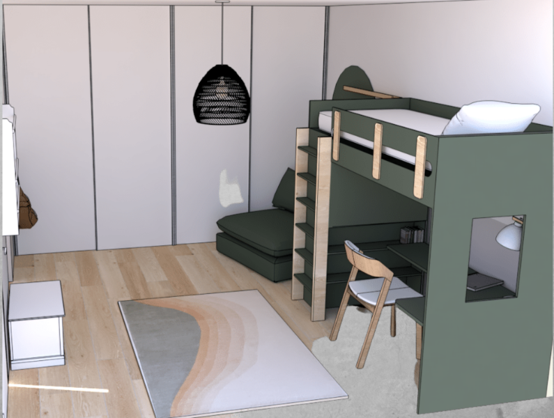 Création et design complet des chambres pour deux enfants.